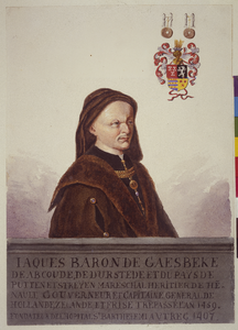 31758 Portret van Jacob van Gaasbeek, heer van Gaasbeek en Duurstede, geboortejaar onbekend (ca. 1390), gevangen ...